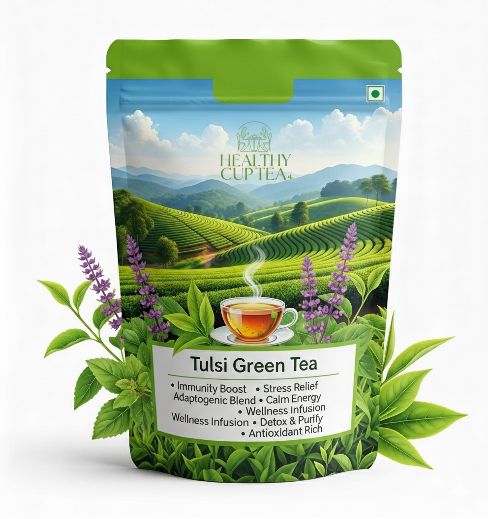 Tulsi Green Tea for Stress Relief & Immunity | HealthyCupTea