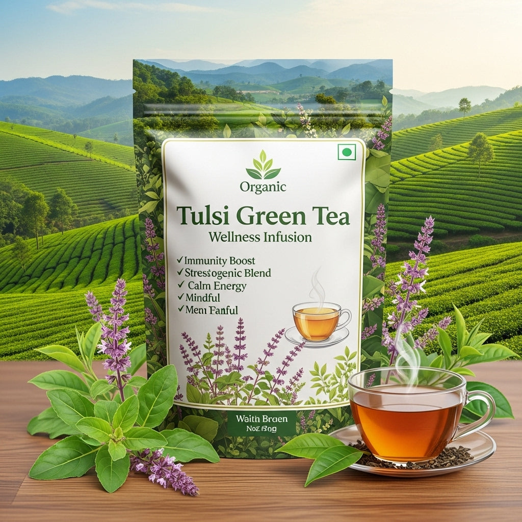 Tulsi Green Tea for Stress Relief & Immunity | HealthyCupTea
